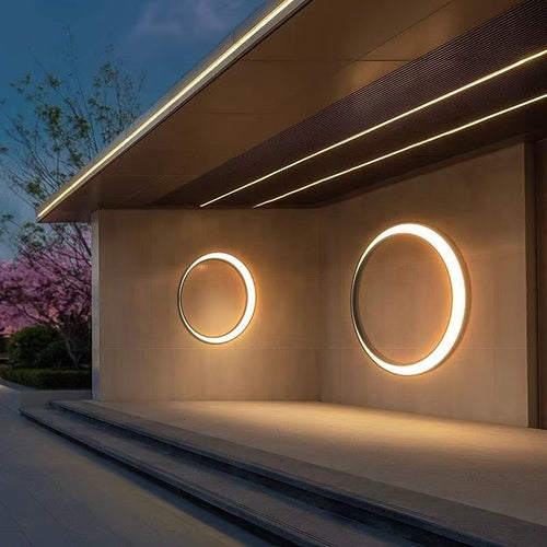 Stainless PC Round Moon LED Wall Sconce Lamp Outdoor Patio