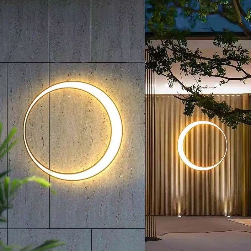 Stainless PC Round Moon LED Wall Sconce Lamp Outdoor Patio