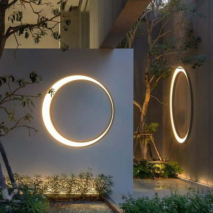 Stainless PC Round Moon LED Wall Sconce Lamp Outdoor Patio