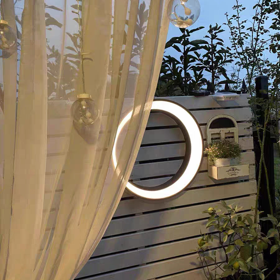 Stainless PC Round Moon LED Wall Sconce Lamp Outdoor Patio