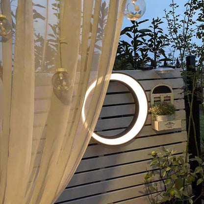 Stainless PC Round Moon LED Wall Sconce Lamp Outdoor Patio