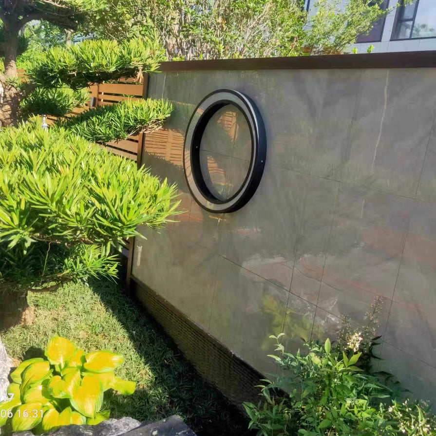 Stainless PC Round Moon LED Wall Sconce Lamp Outdoor Patio