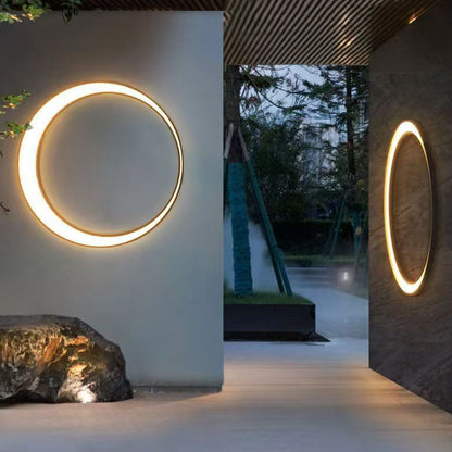 Stainless PC Round Moon LED Wall Sconce Lamp Outdoor Patio
