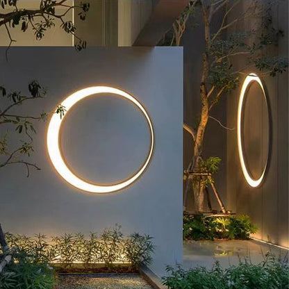 Stainless PC Round Moon LED Wall Sconce Lamp Outdoor Patio
