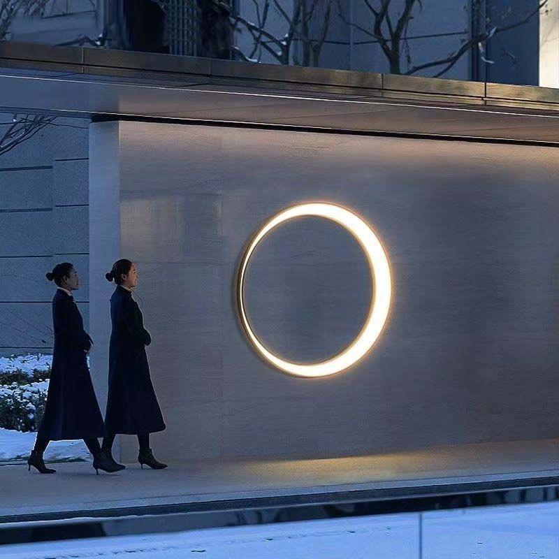 Stainless PC Round Moon LED Wall Sconce Lamp Outdoor Patio
