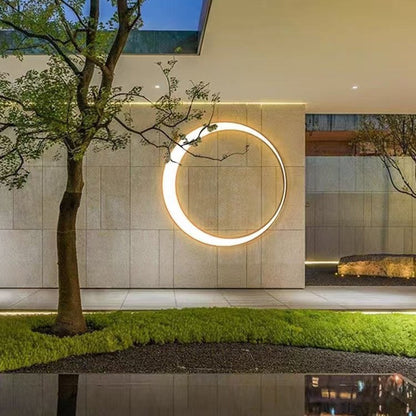 Stainless PC Round Moon LED Wall Sconce Lamp Outdoor Patio