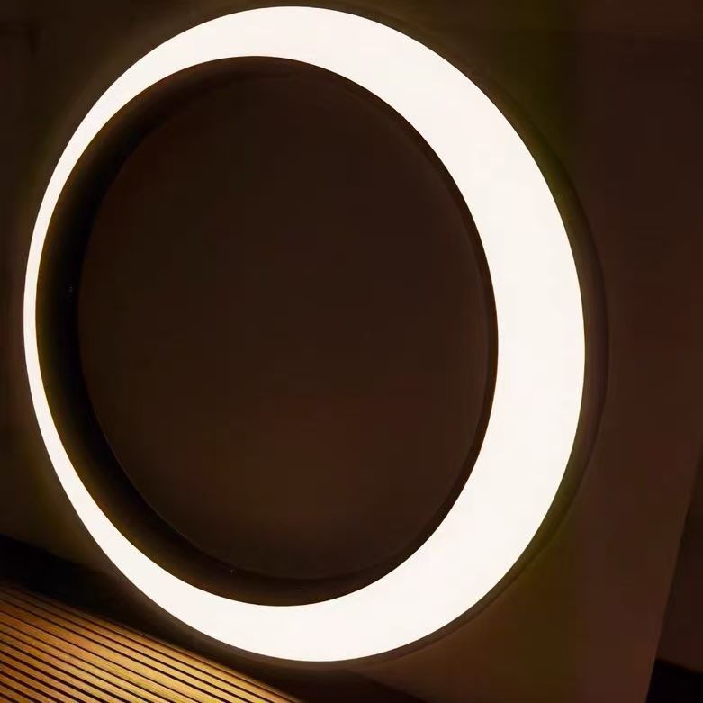 Stainless PC Round Moon LED Wall Sconce Lamp Outdoor Patio