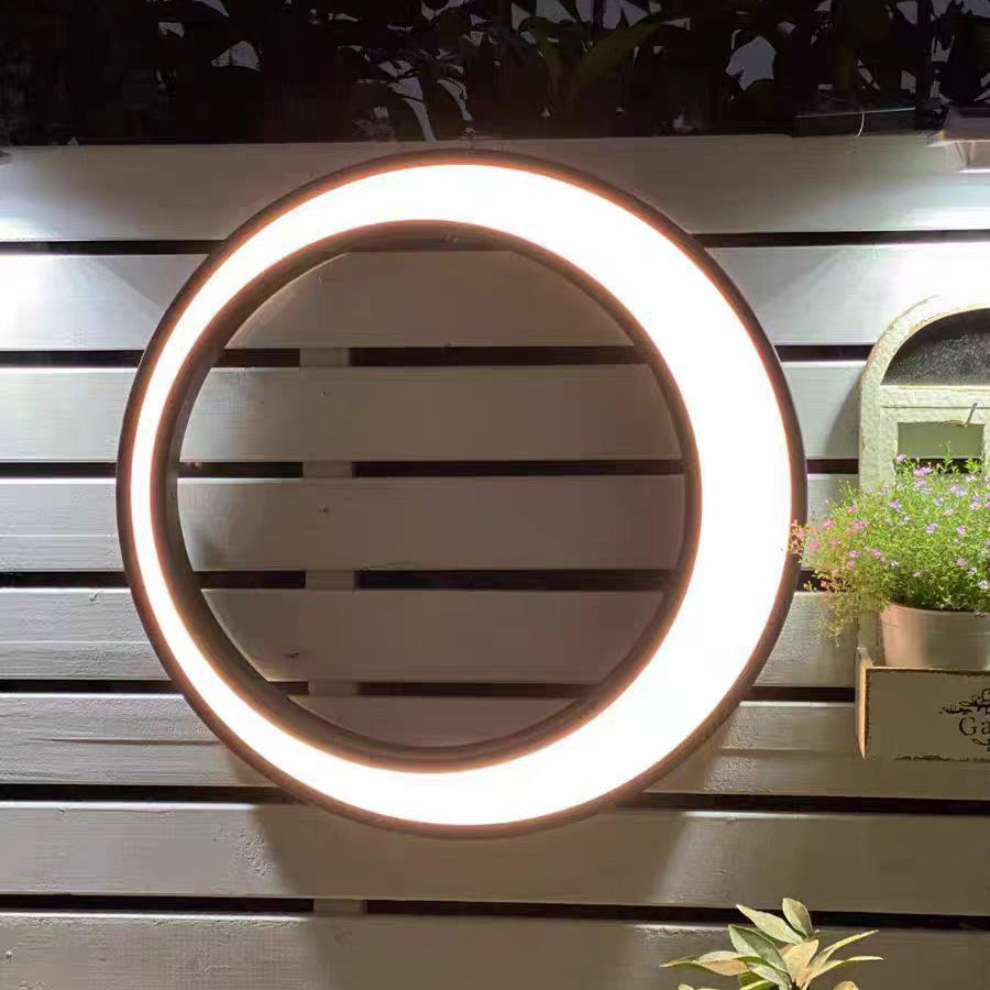 Stainless PC Round Moon LED Wall Sconce Lamp Outdoor Patio