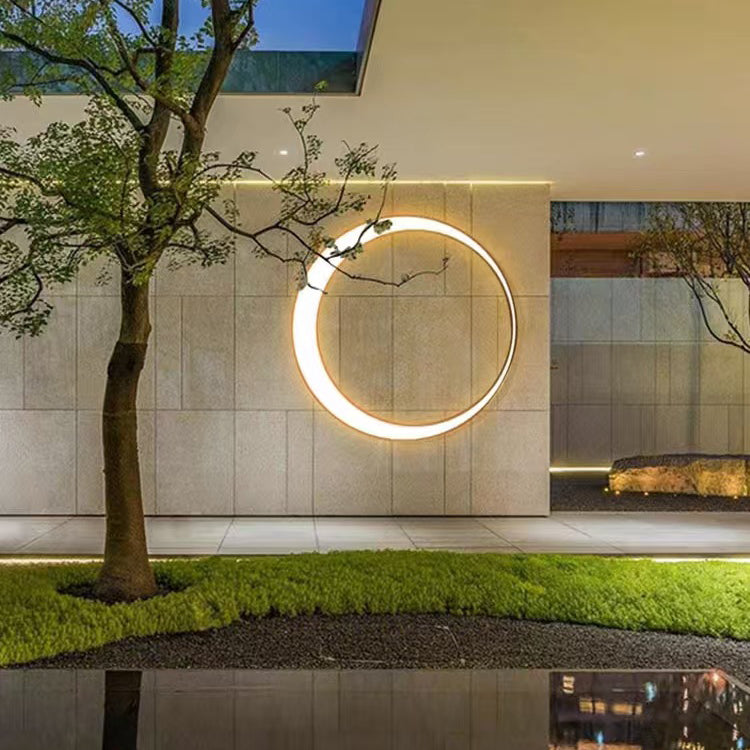 Stainless PC Round Moon LED Wall Sconce Lamp Outdoor Patio
