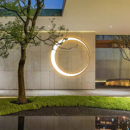 Stainless PC Round Moon LED Wall Sconce Lamp Outdoor Patio