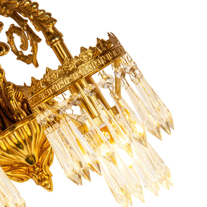 French Crystal Carved Arm & Base 1/2-Light Wall Sconce Lamp