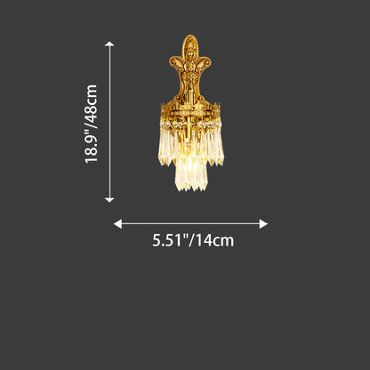 French Crystal Carved Arm & Base 1/2-Light Wall Sconce Lamp