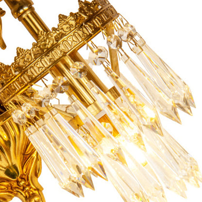 French Crystal Carved Arm & Base 1/2-Light Wall Sconce Lamp