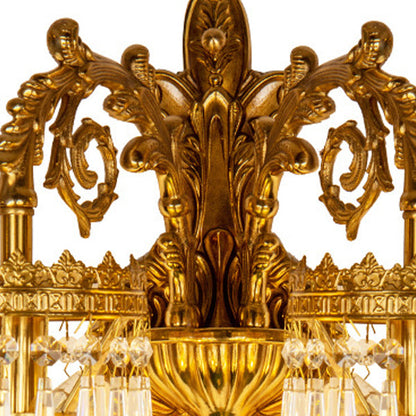 French Crystal Carved Arm & Base 1/2-Light Wall Sconce Lamp