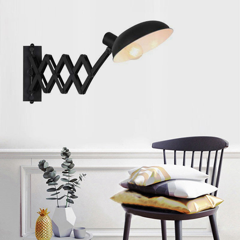 Iron Extendable Arm Round 1-Light Wall Sconce Lamp