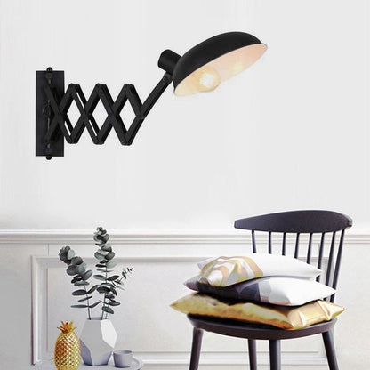Iron Extendable Arm Round 1-Light Wall Sconce Lamp