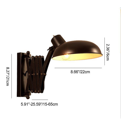 Iron Extendable Arm Round 1-Light Wall Sconce Lamp