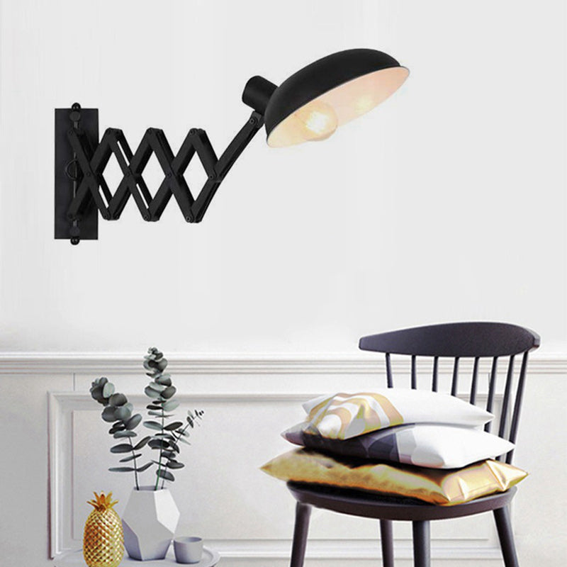 Iron Extendable Arm Round 1-Light Wall Sconce Lamp