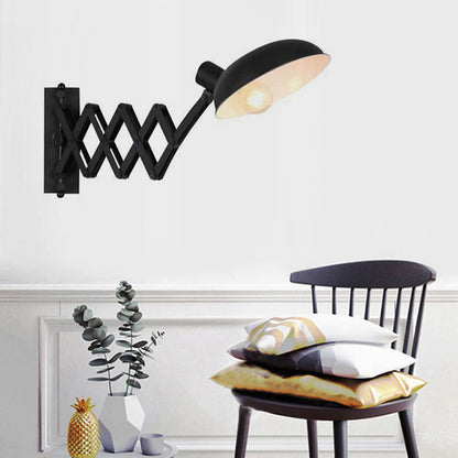 Iron Extendable Arm Round 1-Light Wall Sconce Lamp