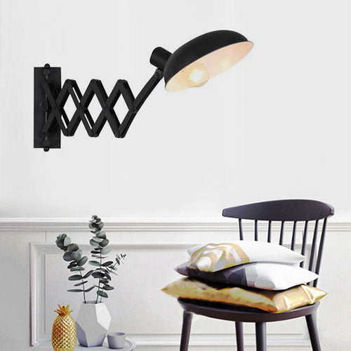 Iron Extendable Arm Round 1-Light Wall Sconce Lamp