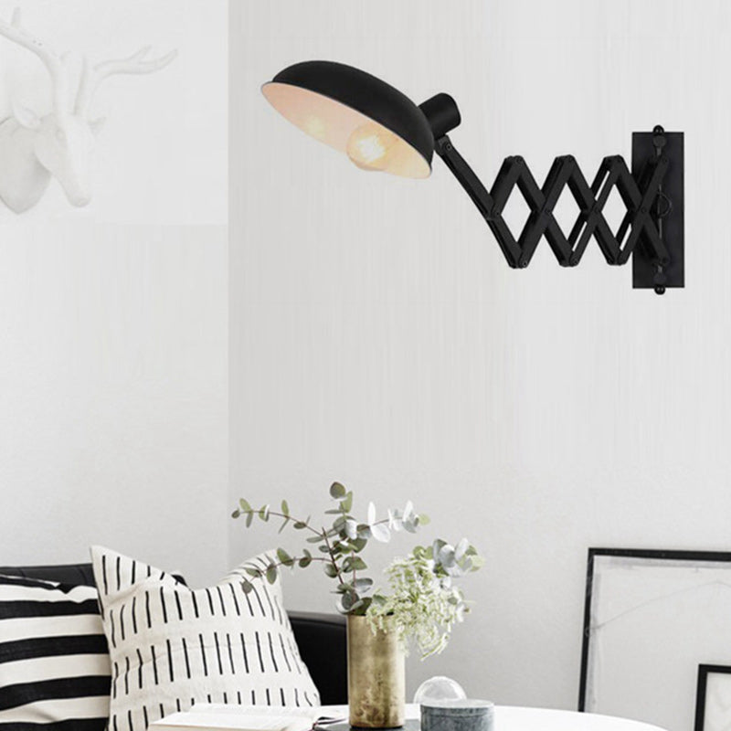 Iron Extendable Arm Round 1-Light Wall Sconce Lamp