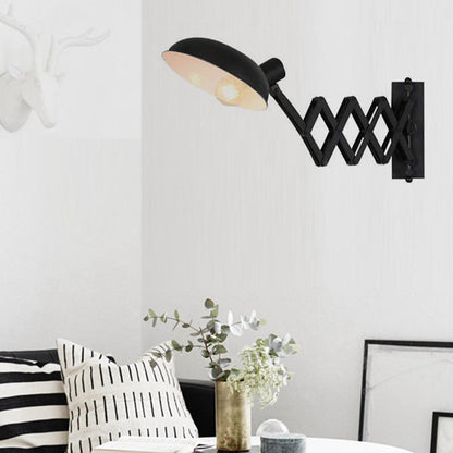 Iron Extendable Arm Round 1-Light Wall Sconce Lamp