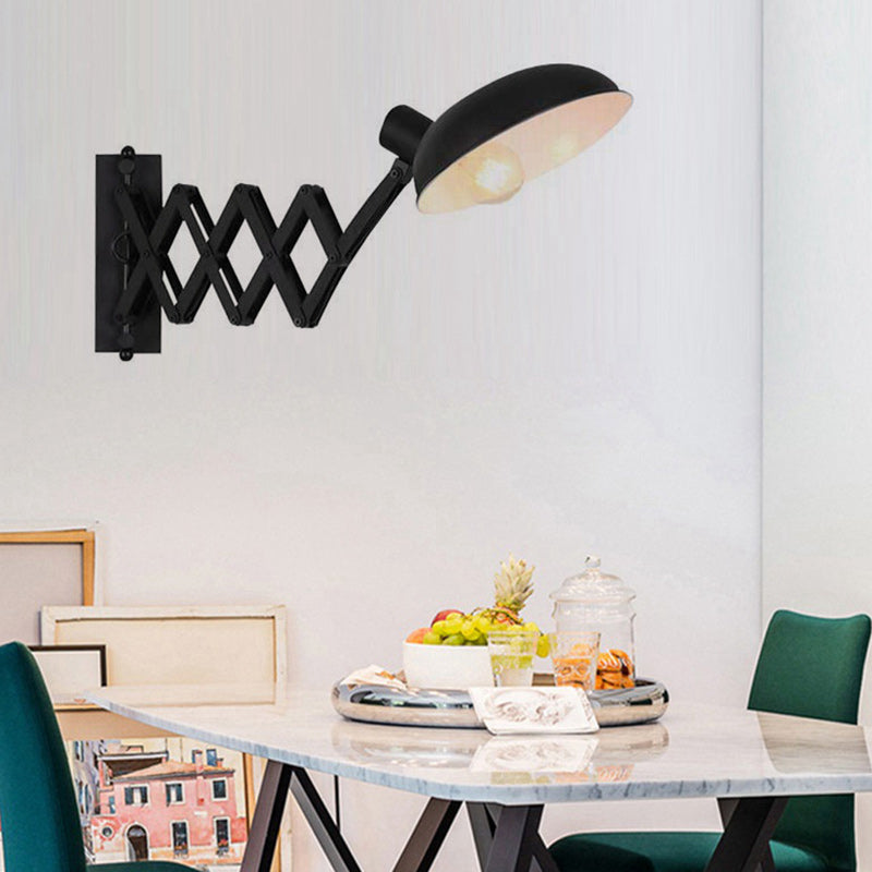 Iron Extendable Arm Round 1-Light Wall Sconce Lamp