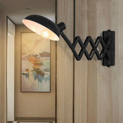 Iron Extendable Arm Round 1-Light Wall Sconce Lamp