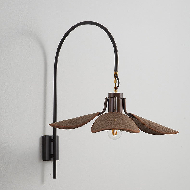 Mid-Century Leaf-Shaped Shade Wall Sconce Lamp 1-Light