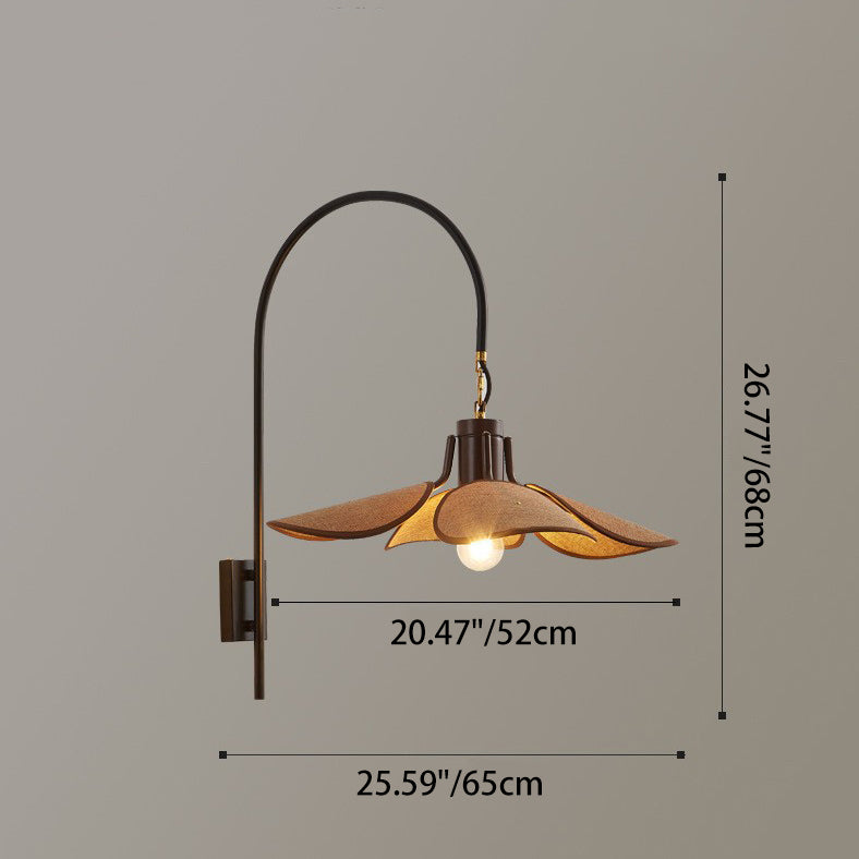 Mid-Century Leaf-Shaped Shade Wall Sconce Lamp 1-Light