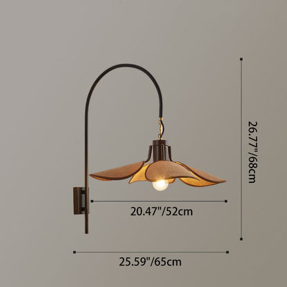 Mid-Century Leaf-Shaped Shade Wall Sconce Lamp 1-Light