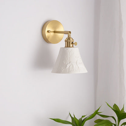 Mid-Century Round Elk-Print 1-Light Wall Sconce Lamp