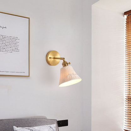 Mid-Century Round Elk-Print 1-Light Wall Sconce Lamp