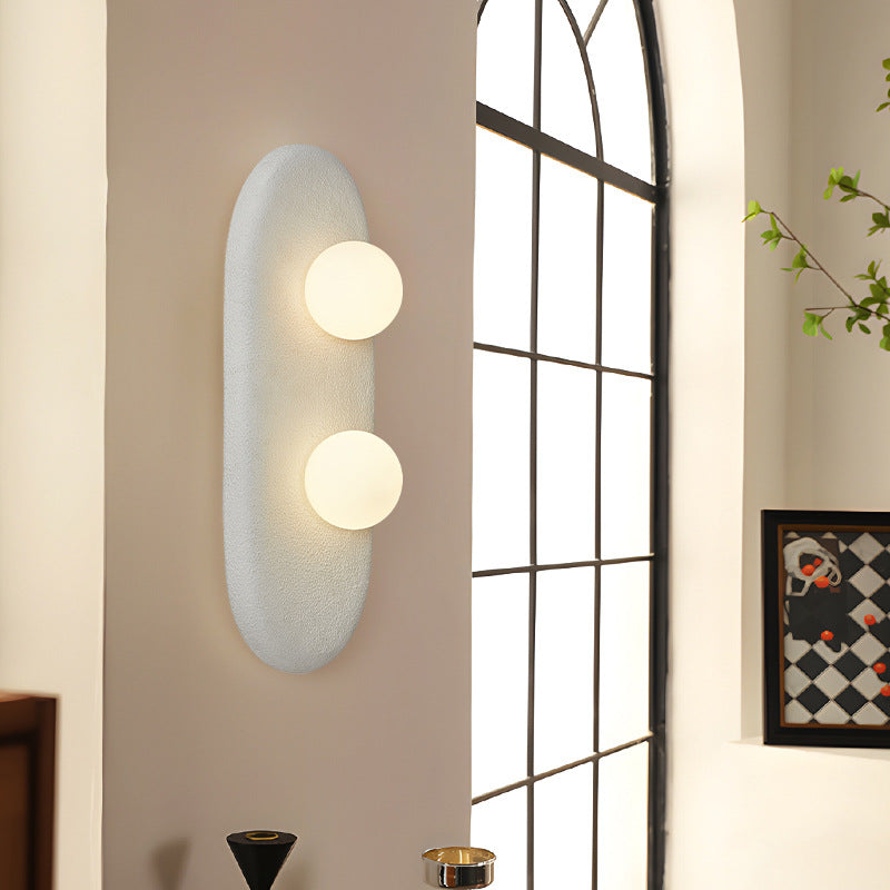 Japanese Oval Globe Shade 2-Light Wall Sconce Lamp