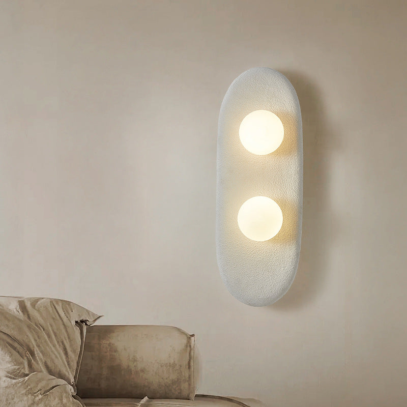 Japanese Oval Globe Shade 2-Light Wall Sconce Lamp