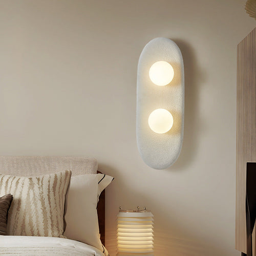 Japanese Oval Globe Shade 2-Light Wall Sconce Lamp