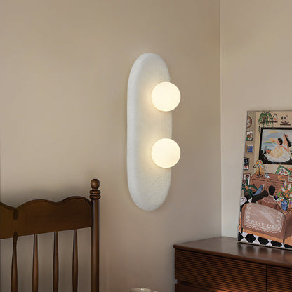Japanese Oval Globe Shade 2-Light Wall Sconce Lamp