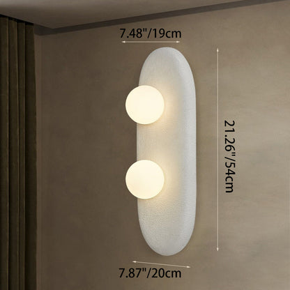 Japanese Oval Globe Shade 2-Light Wall Sconce Lamp