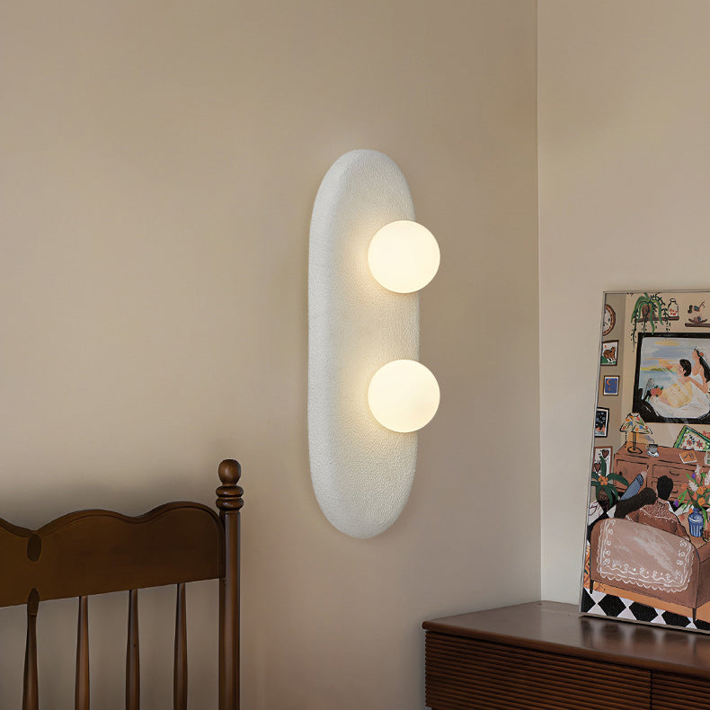 Japanese Oval Globe Shade 2-Light Wall Sconce Lamp