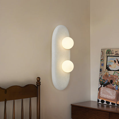 Japanese Oval Globe Shade 2-Light Wall Sconce Lamp