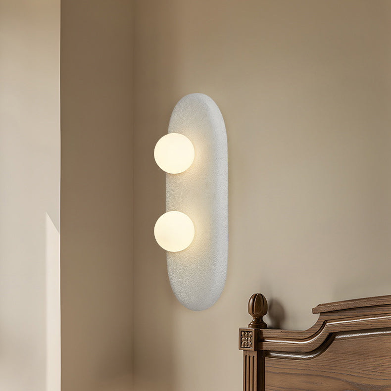Japanese Oval Globe Shade 2-Light Wall Sconce Lamp