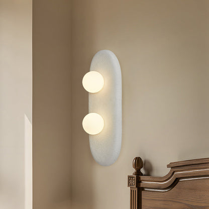 Japanese Oval Globe Shade 2-Light Wall Sconce Lamp