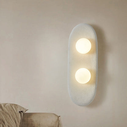 Japanese Oval Globe Shade 2-Light Wall Sconce Lamp