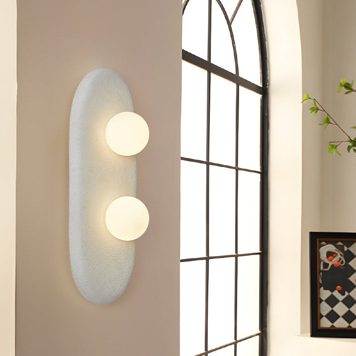 Japanese Oval Globe Shade 2-Light Wall Sconce Lamp