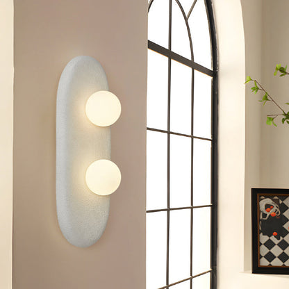 Japanese Oval Globe Shade 2-Light Wall Sconce Lamp