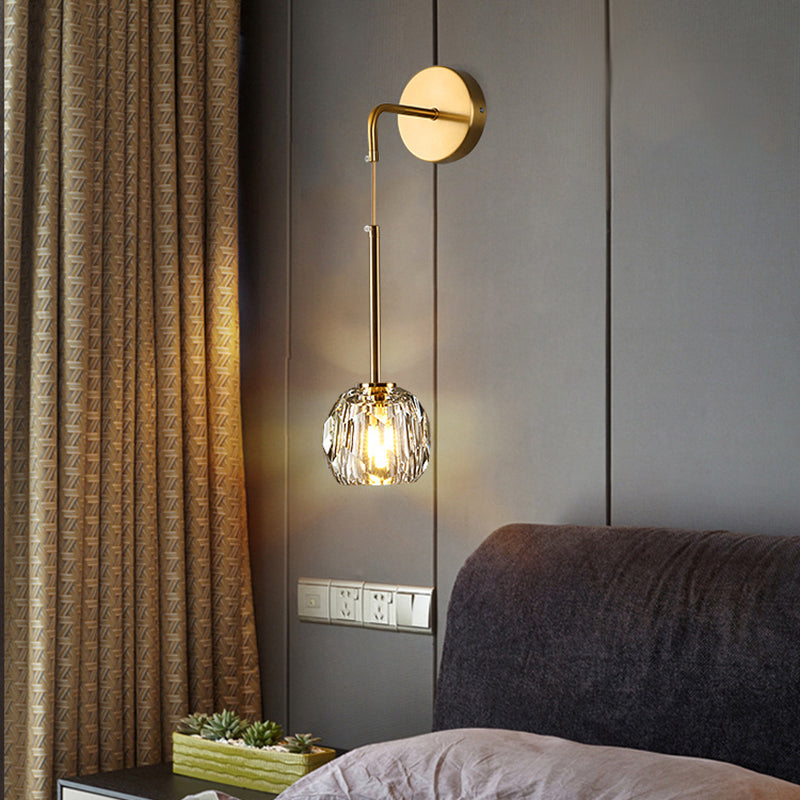 Luxury Iron & Crystal Cylindrical 1-Light Wall Sconce Lamp