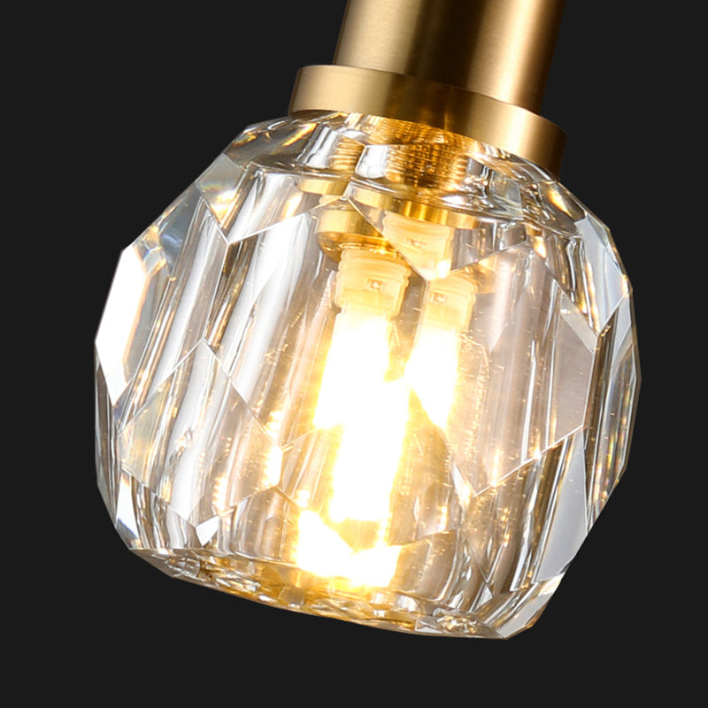 Luxury Iron & Crystal Cylindrical 1-Light Wall Sconce Lamp
