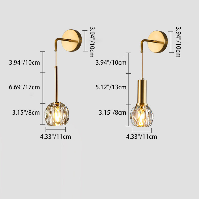 Luxury Iron & Crystal Cylindrical 1-Light Wall Sconce Lamp