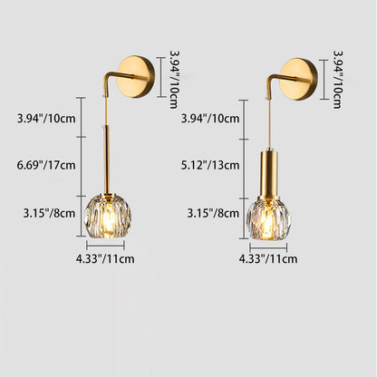 Luxury Iron & Crystal Cylindrical 1-Light Wall Sconce Lamp