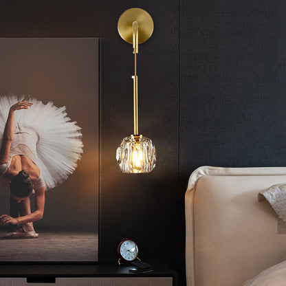 Luxury Iron & Crystal Cylindrical 1-Light Wall Sconce Lamp